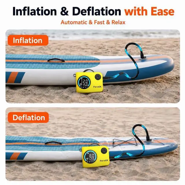 Alt view image 4 of 7 - Electric Paddle Board Pump,20 PSI Cordless Rechargeable High Pressure SUP Pump, Faster Dual-Stage Inflation & Deflation,Auto Shut-Off for SUP,Paddle Boards, Surfing Kite, Tent, Boat