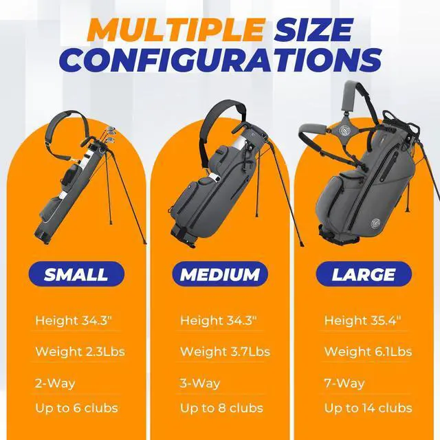 Alt view image 6 of 7 - Golf Stand Bag, Lightweight Par 3 Golf Bag with 3 Way Dividers 900D Weatherproof Oxford, 3.7lbs Compact Yet Spacious Pitch N Putt for Driving Range, Cooler Pockets