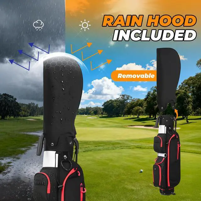 Alt view image 5 of 7 - Golf Stand Bag, Lightweight Par 3 Golf Bag with 3 Way Dividers 900D Weatherproof Oxford, 3.7lbs Compact Yet Spacious Pitch N Putt for Driving Range, Cooler Pockets
