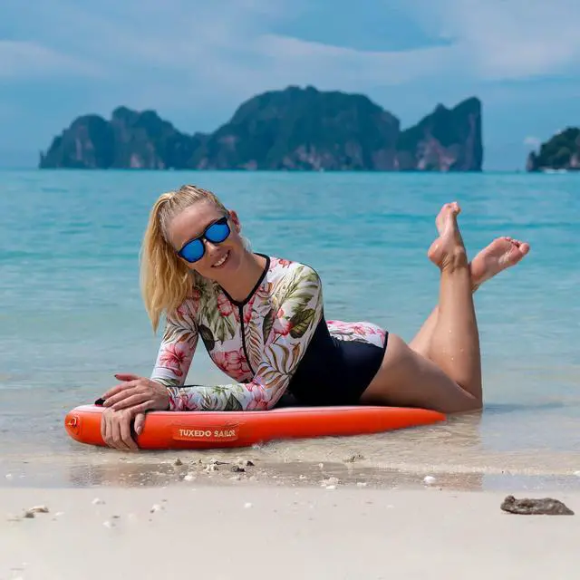 Alt view image 6 of 7 - Inflatable Bodyboard - Beach Kids Surf Board - Ultra Lightweight PVC Core Body Board for Beach and Pool,with Wrap Wrist Straps, Foldable, Perfect Surf for Teens and Adults