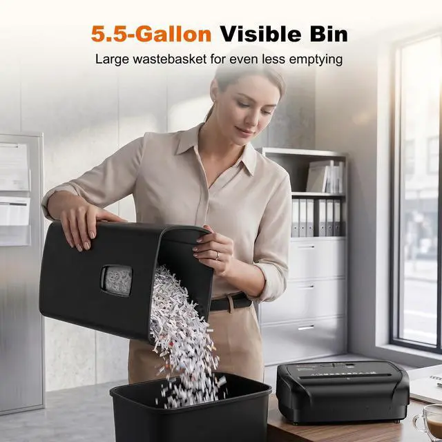 Alt view image 5 of 7 - 15-Sheet Cross Cut Paper Shredder for Home Office Heavy Duty | 10-Minute Continuous Run, P-4 Security Level, Shreds CDs, Credit Cards, Staples & Paper Clips, 5.5-Gal Bin, C243-A