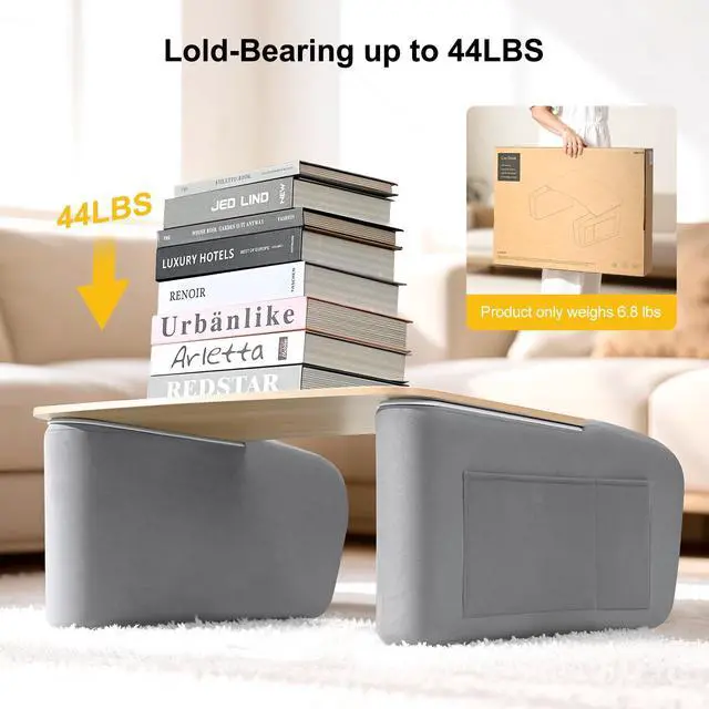 Alt view image 7 of 7 - Lap Desk with Arm Rests, Ergonomic Laptop Stand for College Dorm | Curved Desktop and Dual Armrests, 40kg Capacity, Dual Pockets, Reading Writing Gaming Eating, Bed Couch Floor Dorm Room
