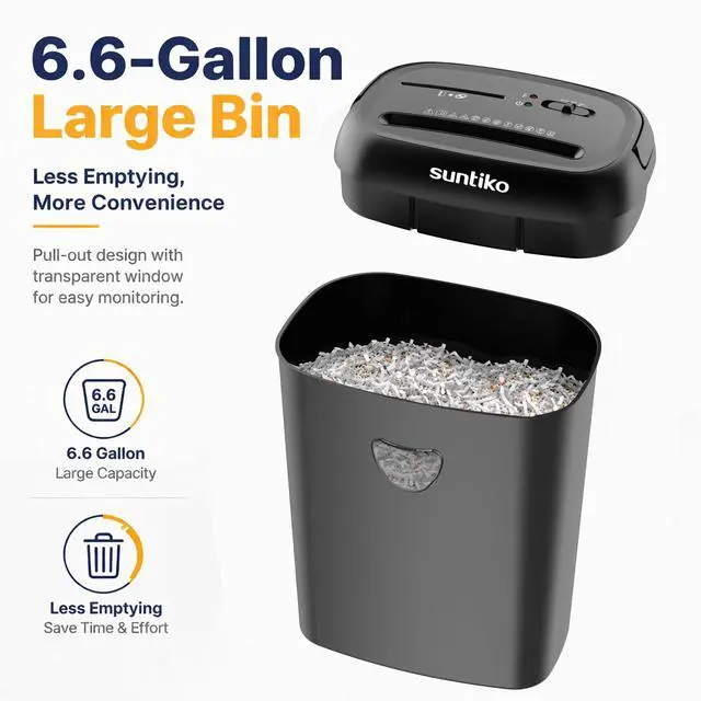Alt view image 6 of 7 - CD210P 14-Sheet Cross Cut Paper Shredder Black | P-4 High Security, Anti-Jam, Multi-Media Shredder, 6.6Gal Bin, 5-Min Continuous Run, ETL Certified for Home Office