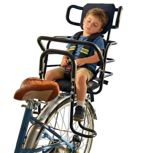 Main image of Kid's Bike Seat Rear with Adjustable Headrest, Rear Child Bike Seat with Foot Pedals Back Rest Handrail.Child Carrier Bike Chair for Bicycle Designed for Children Aged 18 Month to 8 Years Old