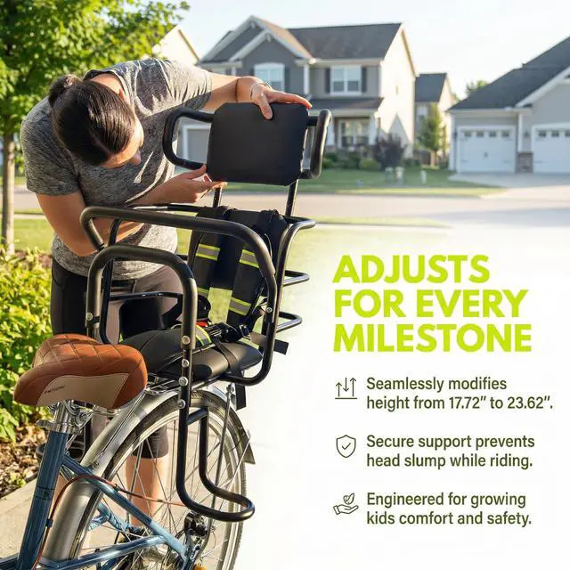Alt view image 3 of 7 - Kid's Bike Seat Rear with Adjustable Headrest, Rear Child Bike Seat with Foot Pedals Back Rest Handrail.Child Carrier Bike Chair for Bicycle Designed for Children Aged 18 Month to 8 Years Old