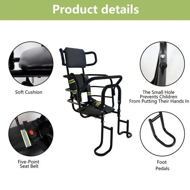 Alt view image 5 of 7 - Kid's Bike Seat Rear with Adjustable Headrest, Rear Child Bike Seat with Foot Pedals Back Rest Handrail.Child Carrier Bike Chair for Bicycle Designed for Children Aged 18 Month to 8 Years Old