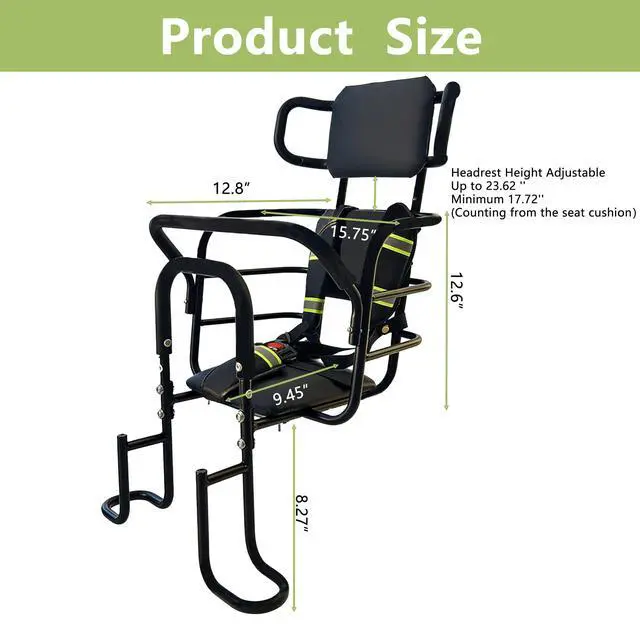 Alt view image 6 of 7 - Kid's Bike Seat Rear with Adjustable Headrest, Rear Child Bike Seat with Foot Pedals Back Rest Handrail.Child Carrier Bike Chair for Bicycle Designed for Children Aged 18 Month to 8 Years Old