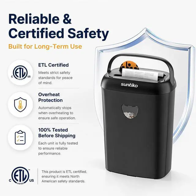Alt view image 7 of 7 - CD210P 14-Sheet Cross Cut Paper Shredder Black | P-4 High Security, Anti-Jam, Multi-Media Shredder, 6.6Gal Bin, 5-Min Continuous Run, ETL Certified for Home Office