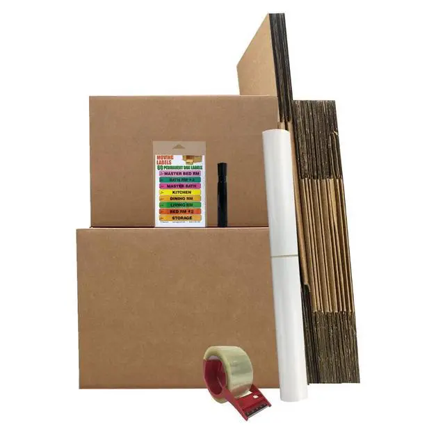Alt view image 2 of 6 - Bigger Boxes Smart Moving Kit #1, 1 to 2 Bedroom | Medium & Large Boxes, 60 Moving Labels, Packing Paper & Packing Tape, Apartment Moving Kit
