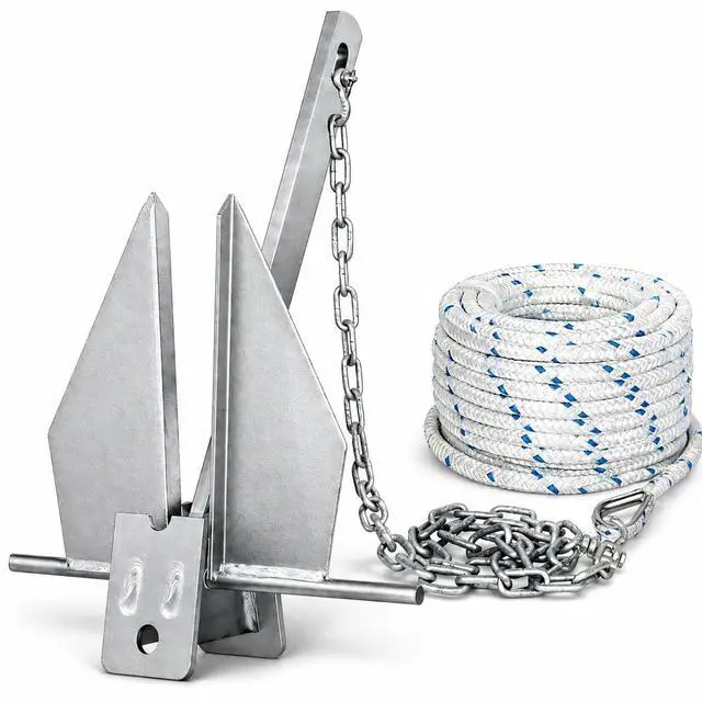 Main image of Galvanized Fluke Anchor Kit Includes Anchor Chain, Rope and Shackles, for Pontoons, Dinghies, Fishing Boats, Bass Boats, Sport Boats, Sport Yachts, 5/8/10/13 lb Boat Anchor Kit