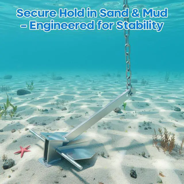 Alt view image 5 of 7 - Galvanized Fluke Anchor Kit Includes Anchor Chain, Rope and Shackles, for Pontoons, Dinghies, Fishing Boats, Bass Boats, Sport Boats, Sport Yachts, 5/8/10/13 lb Boat Anchor Kit