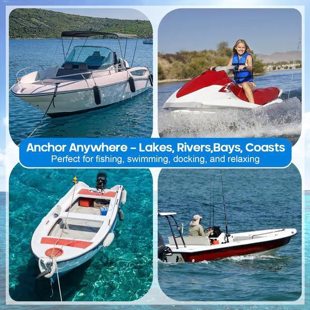 Alt view image 7 of 7 - Galvanized Fluke Anchor Kit Includes Anchor Chain, Rope and Shackles, for Pontoons, Dinghies, Fishing Boats, Bass Boats, Sport Boats, Sport Yachts, 5/8/10/13 lb Boat Anchor Kit