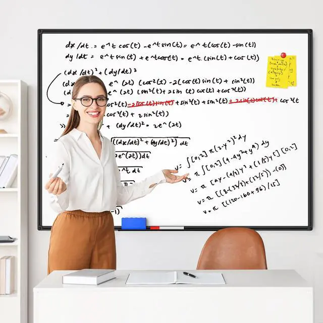 Alt view image 2 of 7 - Magnetic Dry Erase Whiteboard - 46 x 33 Inch White Board - 4 x 3 Large Wall-Mounted Board with Black Aluminum Frame, 1 Magnetic Eraser, 2 Pen, Detachable Marker Tray, 6 Magnets