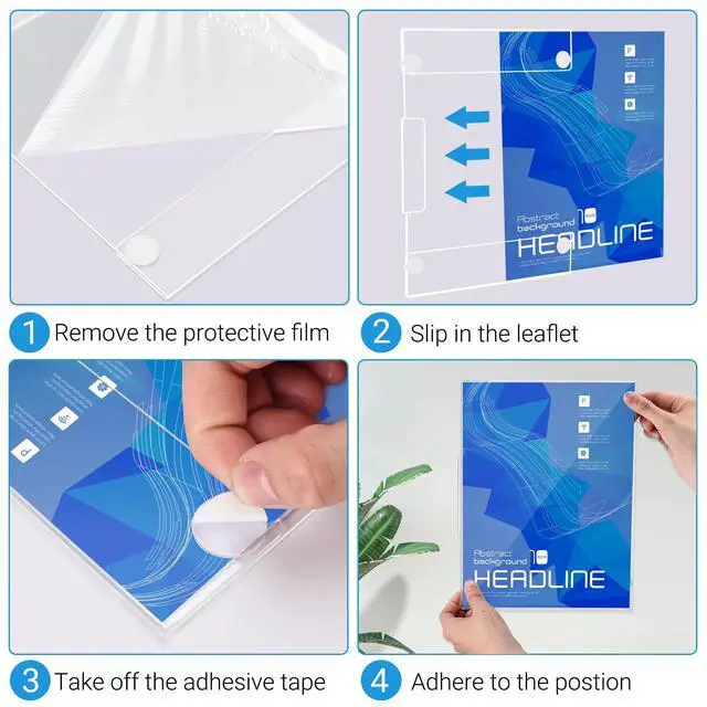 Alt view image 4 of 7 - 24 Pack Acrylic Sign Holder 8.5 x 11 Wall Mount, Vertical & Horizontal Use, Wall Sign Holder Memo Document Menu Holder for Office Store Restaurants Wedding Party Decoration, No Drilling