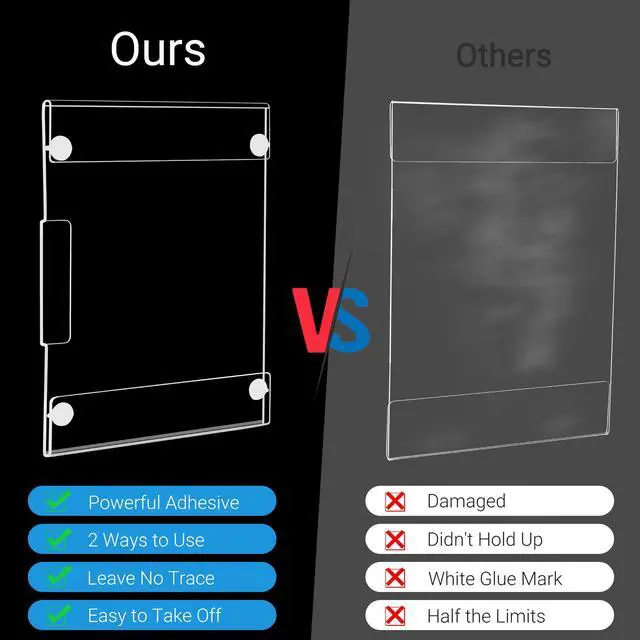 Alt view image 5 of 7 - 24 Pack Acrylic Sign Holder 8.5 x 11 Wall Mount, Vertical & Horizontal Use, Wall Sign Holder Memo Document Menu Holder for Office Store Restaurants Wedding Party Decoration, No Drilling