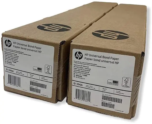 Main image of Wide Format Universal Bond Paper 24 in x 150 ft, 2 Roll Bundle 4.2 mil - 80 g/m² (21 lbs) 2" Core - Q1396A-2R