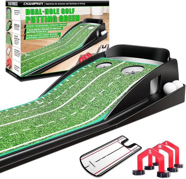 Main image of Premium Golf Putting Green Indoor with 3 Golf Putting Gates - Improves Putting Accuracy and Skill Levels Golf Putting Mat - Ideal for Indoor and Outdoor Training