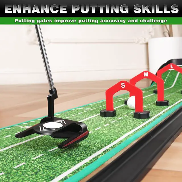 Alt view image 6 of 7 - Premium Golf Putting Green Indoor with 3 Golf Putting Gates - Improves Putting Accuracy and Skill Levels Golf Putting Mat - Ideal for Indoor and Outdoor Training