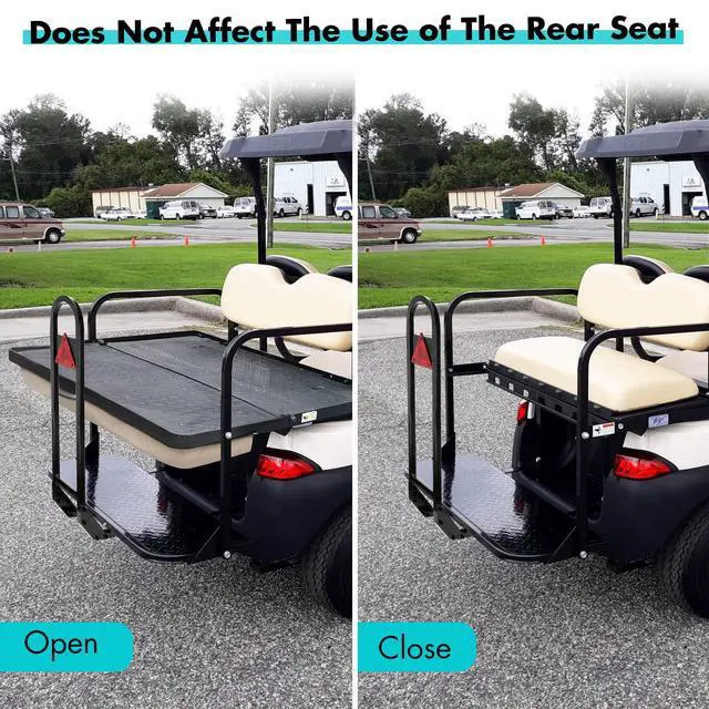 Alt view image 6 of 7 - Universal Golf Cart Rear Safety Grab Bar w/Triangle Reflector Fit for Yamaha Club Car EZGO (2+2) /(4+2) Passenger Golf Cart Manual Hardware Included