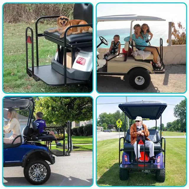 Alt view image 7 of 7 - Universal Golf Cart Rear Safety Grab Bar w/Triangle Reflector Fit for Yamaha Club Car EZGO (2+2) /(4+2) Passenger Golf Cart Manual Hardware Included