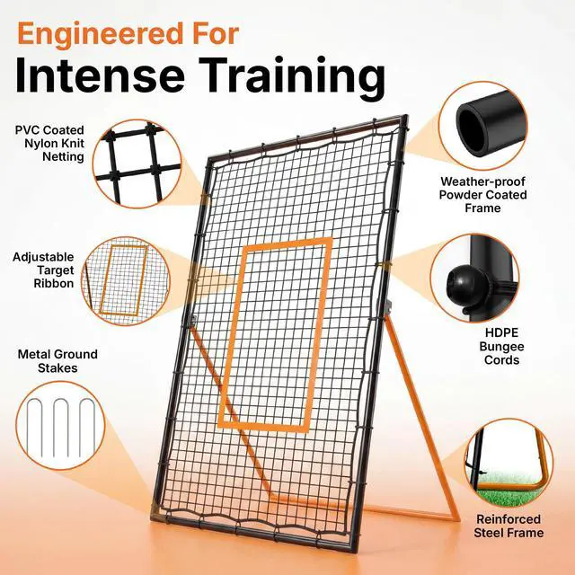 Alt view image 3 of 6 - Adjustable Volleyball Rebounder | 7x4 ft Solo Practice Rebounder Net | 5X Adjustable Angle, Durable Weather-Resistant Frame, Folds Flat | Volleyball Training Rebounder Net