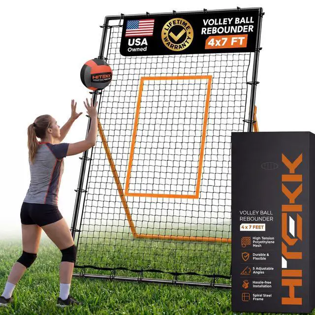 Main image of Adjustable Volleyball Rebounder | 7x4 ft Solo Practice Rebounder Net | 5X Adjustable Angle, Durable Weather-Resistant Frame, Folds Flat | Volleyball Training Rebounder Net