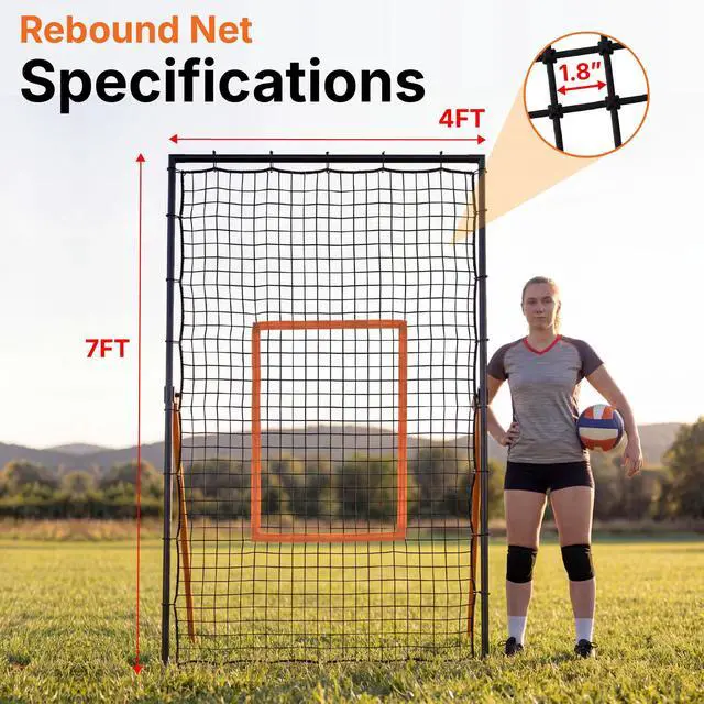 Alt view image 4 of 6 - Adjustable Volleyball Rebounder | 7x4 ft Solo Practice Rebounder Net | 5X Adjustable Angle, Durable Weather-Resistant Frame, Folds Flat | Volleyball Training Rebounder Net