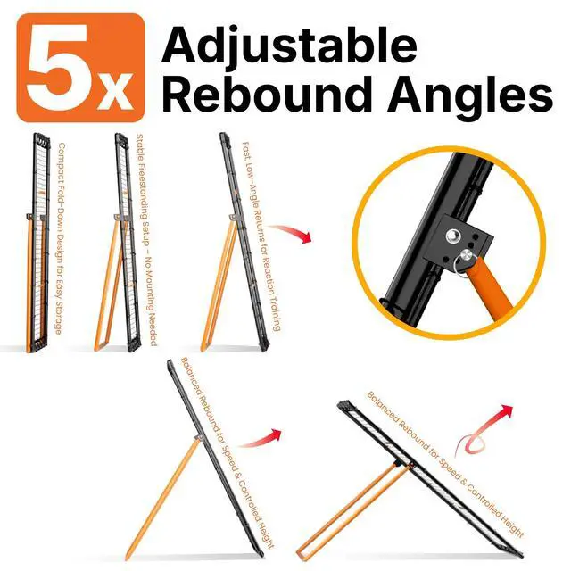 Alt view image 5 of 6 - Adjustable Volleyball Rebounder | 7x4 ft Solo Practice Rebounder Net | 5X Adjustable Angle, Durable Weather-Resistant Frame, Folds Flat | Volleyball Training Rebounder Net
