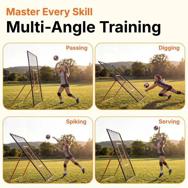 Alt view image 2 of 6 - Adjustable Volleyball Rebounder | 7x4 ft Solo Practice Rebounder Net | 5X Adjustable Angle, Durable Weather-Resistant Frame, Folds Flat | Volleyball Training Rebounder Net