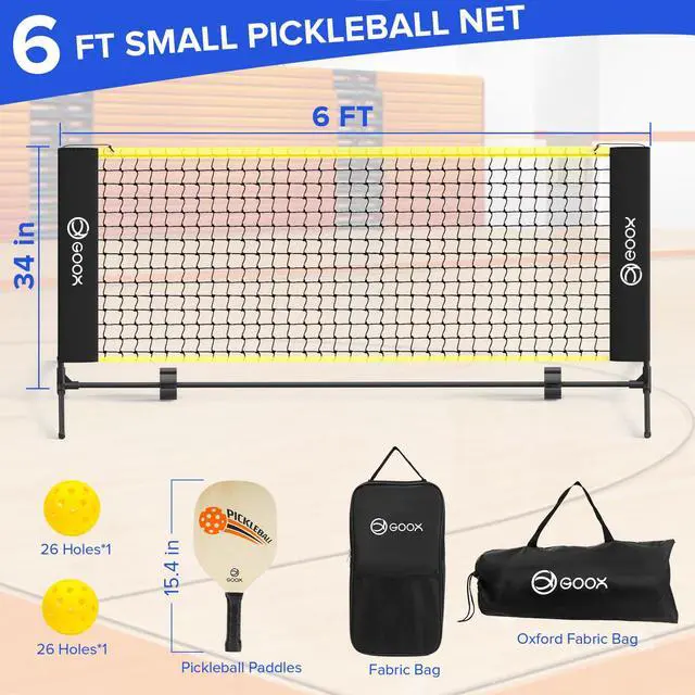 Alt view image 2 of 7 - 6FT Small Mini Pickleball Net Set - Quick Setup Indoor/Outdoor Portable Practice Net
