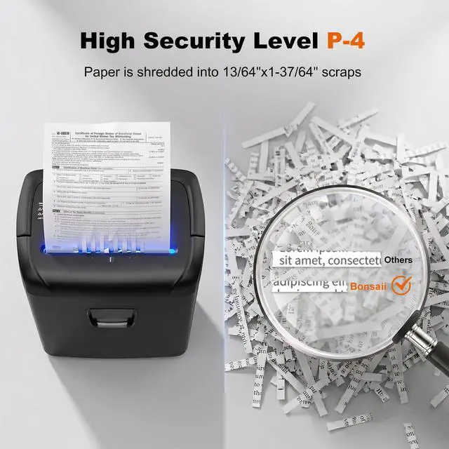 Alt view image 3 of 7 - 15-Sheet Cross Cut Paper Shredder for Home Office Heavy Duty | 10-Minute Continuous Run, P-4 Security Level, Shreds CDs, Credit Cards, Staples & Paper Clips, 5.5-Gal Bin, C243-A