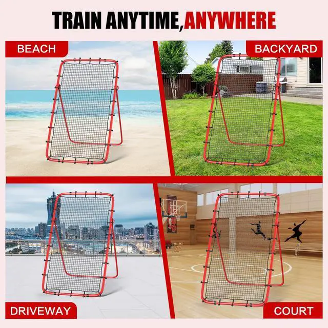 Alt view image 6 of 7 - Volleyball Rebounder Net 7x4 Ft, 5-Angle Adjustable Rebounder Net for Practicing Digging, Setting, Spiking, Bounce Back Training Equipment with 2 Target Stripes & Portable Travel Bag for Storage