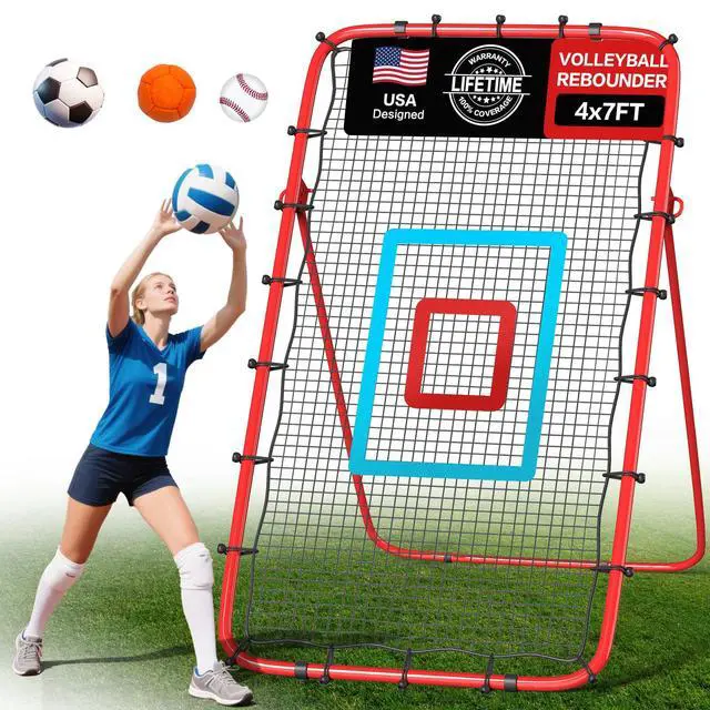 Alt view image 7 of 7 - Volleyball Rebounder Net 7x4 Ft, 5-Angle Adjustable Rebounder Net for Practicing Digging, Setting, Spiking, Bounce Back Training Equipment with 2 Target Stripes & Portable Travel Bag for Storage