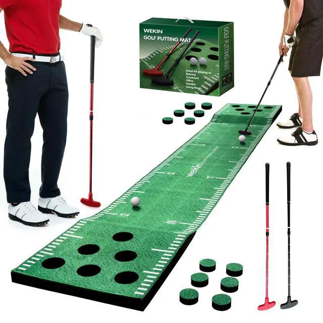 Main image of Golf Indoor Putting Green Mat with 2 Putters,Great Gifts for Men | Crystal Velvet and Turf Mat,with 2 Putters, 2 Balls. Golf putting mat is perfect for home, backyard, office,house parties