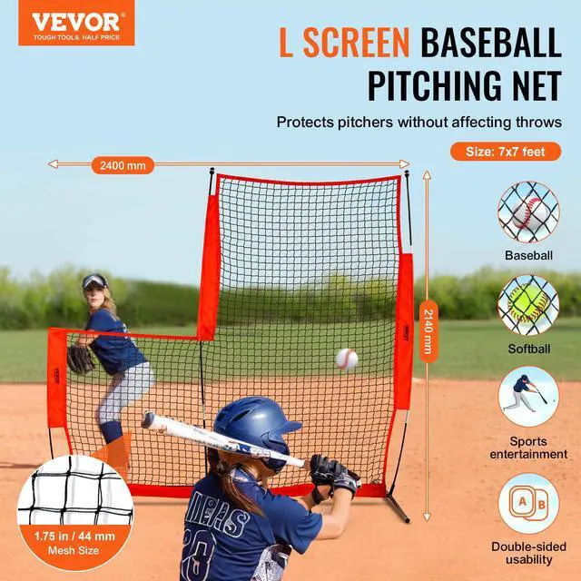 Alt view image 2 of 7 - Batting Screen - Baseball & Softball Protector with Carry Bag & Ground Stakes, Pitching Net for Pitchers Protection