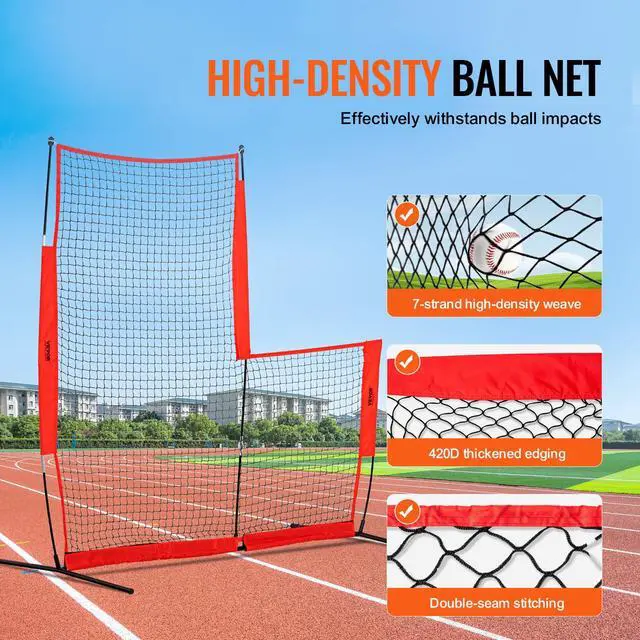 Alt view image 3 of 7 - Batting Screen - Baseball & Softball Protector with Carry Bag & Ground Stakes, Pitching Net for Pitchers Protection