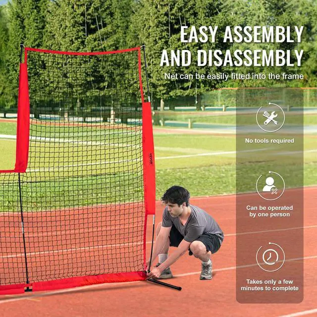 Alt view image 6 of 7 - Batting Screen - Baseball & Softball Protector with Carry Bag & Ground Stakes, Pitching Net for Pitchers Protection