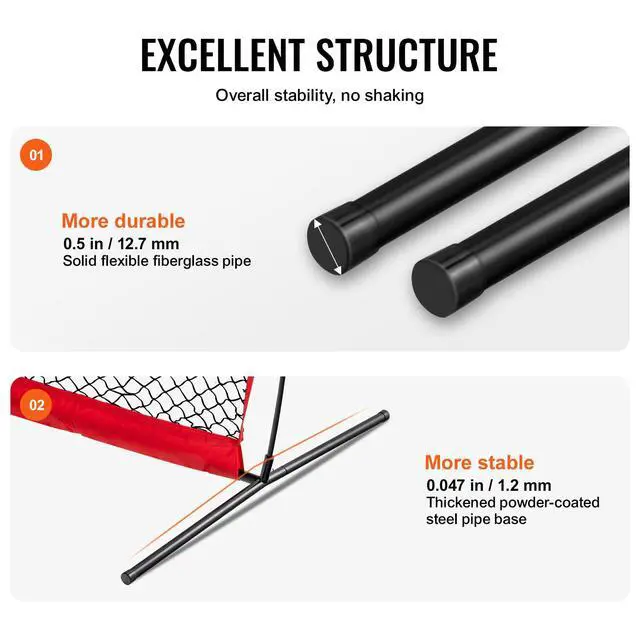 Alt view image 4 of 7 - Batting Screen - Baseball & Softball Protector with Carry Bag & Ground Stakes, Pitching Net for Pitchers Protection