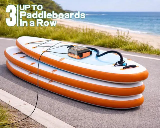 Alt view image 4 of 6 - Paddle Board Electric Pump Max 20 PSI High Pressure Sup Air Pump-Auto-Off, Portable Inflator and Deflator for Inflatables Kayaks Kite Dinghy Pool Floats Tents Mattress 12V DC Car Plug-in