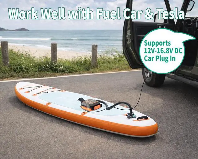 Alt view image 5 of 6 - Paddle Board Electric Pump Max 20 PSI High Pressure Sup Air Pump-Auto-Off, Portable Inflator and Deflator for Inflatables Kayaks Kite Dinghy Pool Floats Tents Mattress 12V DC Car Plug-in