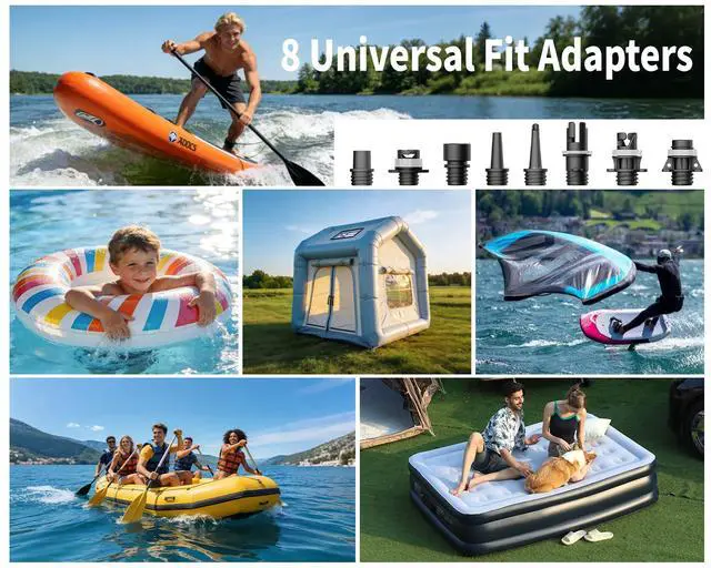 Alt view image 6 of 6 - Paddle Board Electric Pump Max 20 PSI High Pressure Sup Air Pump-Auto-Off, Portable Inflator and Deflator for Inflatables Kayaks Kite Dinghy Pool Floats Tents Mattress 12V DC Car Plug-in