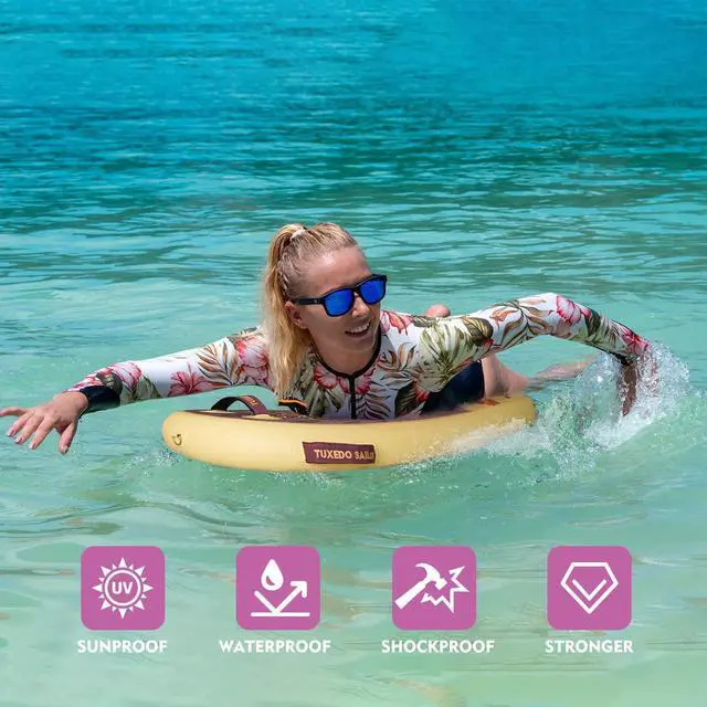 Alt view image 6 of 7 - Inflatable Bodyboard - Beach Kids Surf Board - Ultra Lightweight PVC Core Body Board for Beach and Pool,with Wrap Wrist Straps, Foldable, Perfect Surf for Teens and Adults