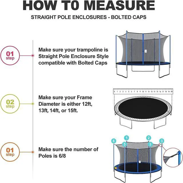 Alt view image 5 of 7 - Round Trampoline Replacement Safety Net for 6 Straight Poles | UV-Resistant, Breathable, Weather-Resistant, with Adjustable Straps, Zippers, Protection Buckles(Net Only) for Round Frame