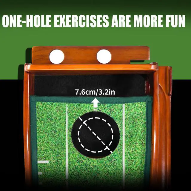 Alt view image 3 of 6 - GimYaa Golf Putting mat Green Indoor and Outdoor with Auto Ball Return,Game Practice Golf Gifts for Home, Office, Backyard Indoor Golf and Outdoor Use, Crystal Velvet Mat