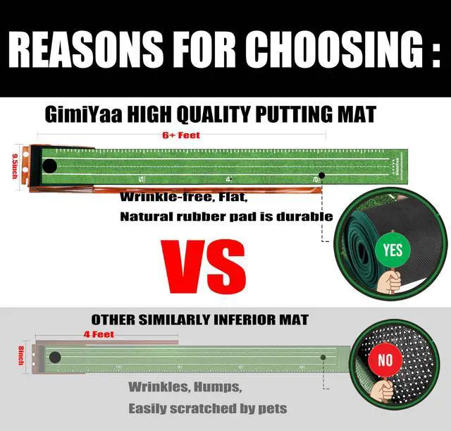 Alt view image 5 of 6 - GimYaa Golf Putting mat Green Indoor and Outdoor with Auto Ball Return,Game Practice Golf Gifts for Home, Office, Backyard Indoor Golf and Outdoor Use, Crystal Velvet Mat