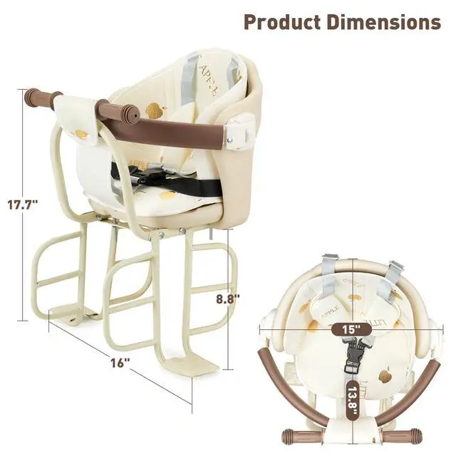 Alt view image 7 of 7 - Kid's Bike seat Rear Child Carrier Bike Chair for Bicycle Kids seat for Children 2~4 Years,Weight 55 lbs