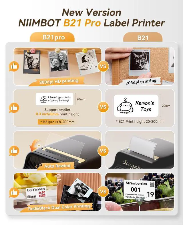 Alt view image 2 of 7 - B21 Pro Label Maker, 300DPI Support Red-Black Printing, Black | Thermal Label Printer for Home Organization, Craft, Photo Print, Study Graphics, Scrapbook, Come with 1 Roll 50*30mm Tapes