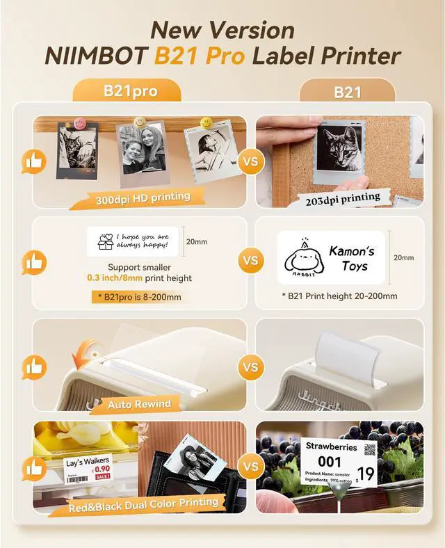 Alt view image 2 of 7 - B21 Pro Label Maker, 300DPI Support Red-Black Printing, White | Thermal Label Printer for Home Organization, Craft, Photo Print, Study Graphics, Scrapbook, Come with 1 Roll 50*30mm Tapes