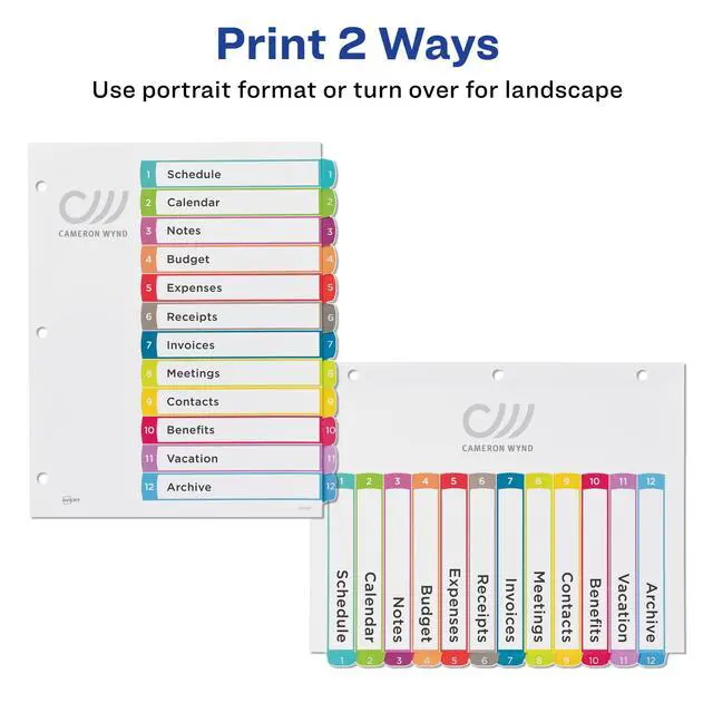 Alt view image 3 of 7 - Dividers for 3 Ring Binders, 12 Tabs per Set, Customizable Table of Contents, Multicolor Arched Tabs, Great for Organizing Reports, Projects, and More (24 Sets of 11843)