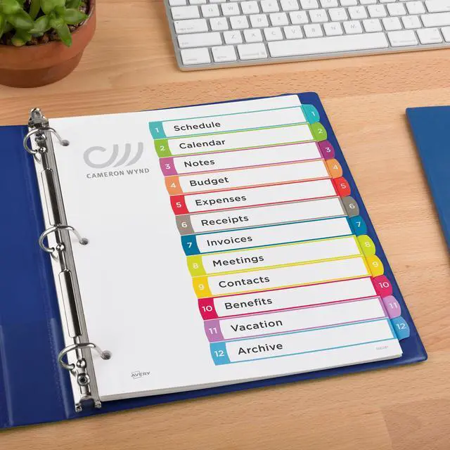 Alt view image 6 of 7 - Dividers for 3 Ring Binders, 12 Tabs per Set, Customizable Table of Contents, Multicolor Arched Tabs, Great for Organizing Reports, Projects, and More (24 Sets of 11843)